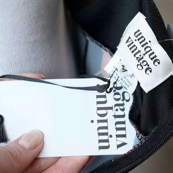 Unique Vintage Black and Red Pencil Skirt - Picture 9 of 15